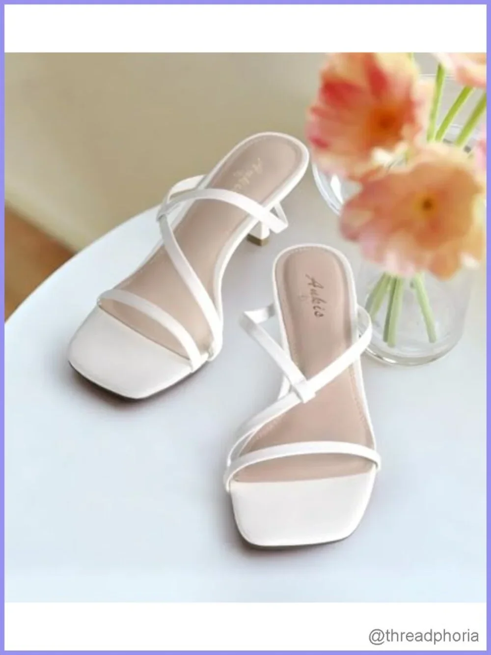 Strappy Square Toe Kitten Heels Sandals Non-Slip Slip On 2.25 Inch